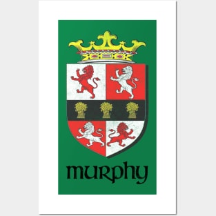 Murphy Surname / Faded Style Family Crest Coat Of Arms Design Posters and Art